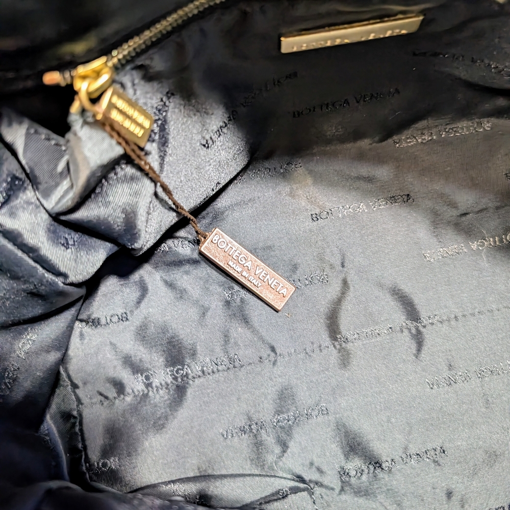 Botegga Veneta Dark Grey Wool And Black Leather Satchel - Picture 7 of 11